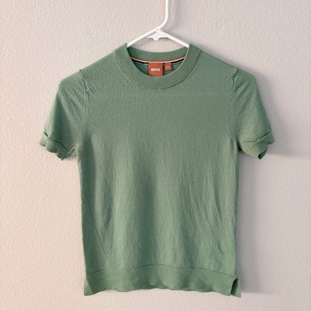 BOSS Green Virgin Wool Short Sleeve Sweater Top (S)